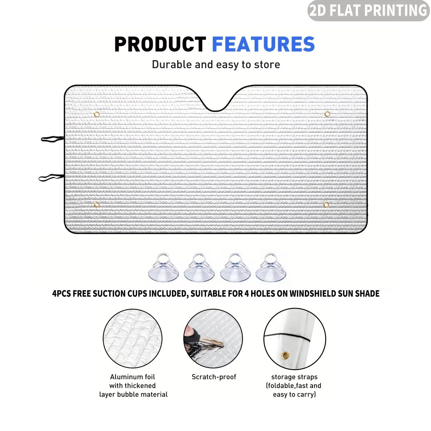 1pc Universal Car Windshield Sunshade, With Aliens Sitting In Car Interior 2D FLAT Printing Design, Sunshade With 4 Suction Cups - view 5