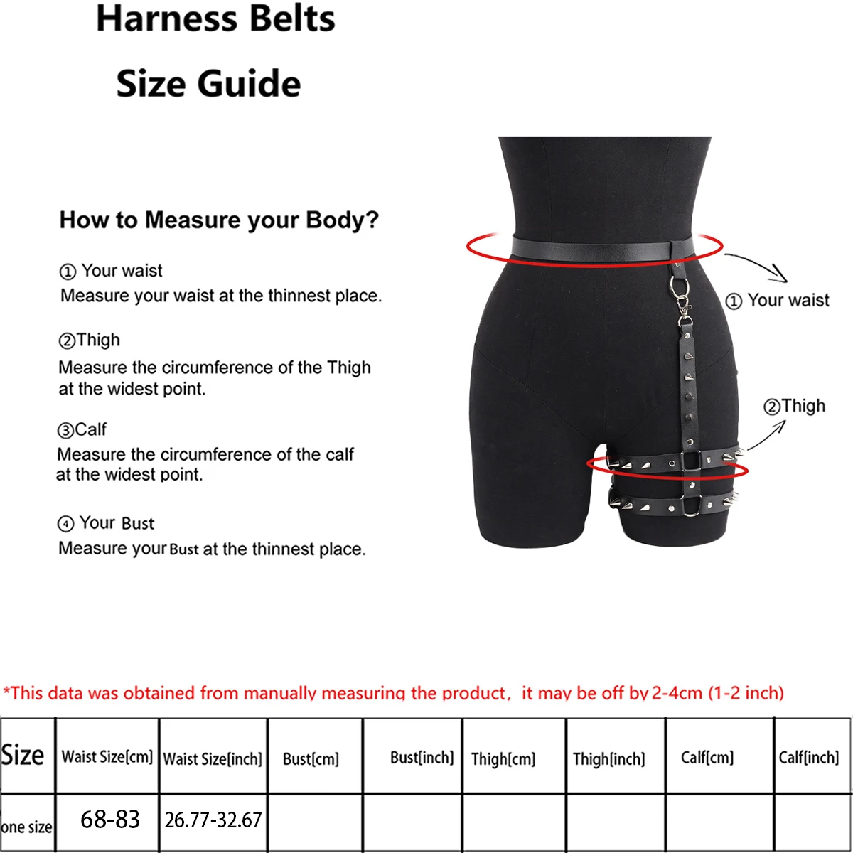 حزام ساق واحد من الجلد للنساء، حزام الفخذ للنساء، ملحق ملابس داخلية صنم للنساء، مشبك حزام الساق من جانب واحد #5
