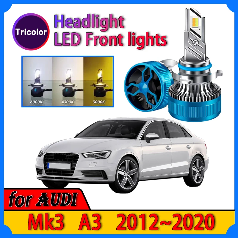 LED Headlight for Audi A3 MK3 2012-2020 Plug and Play Modified lamp Strong white light Three-color adjustment Auto Parts