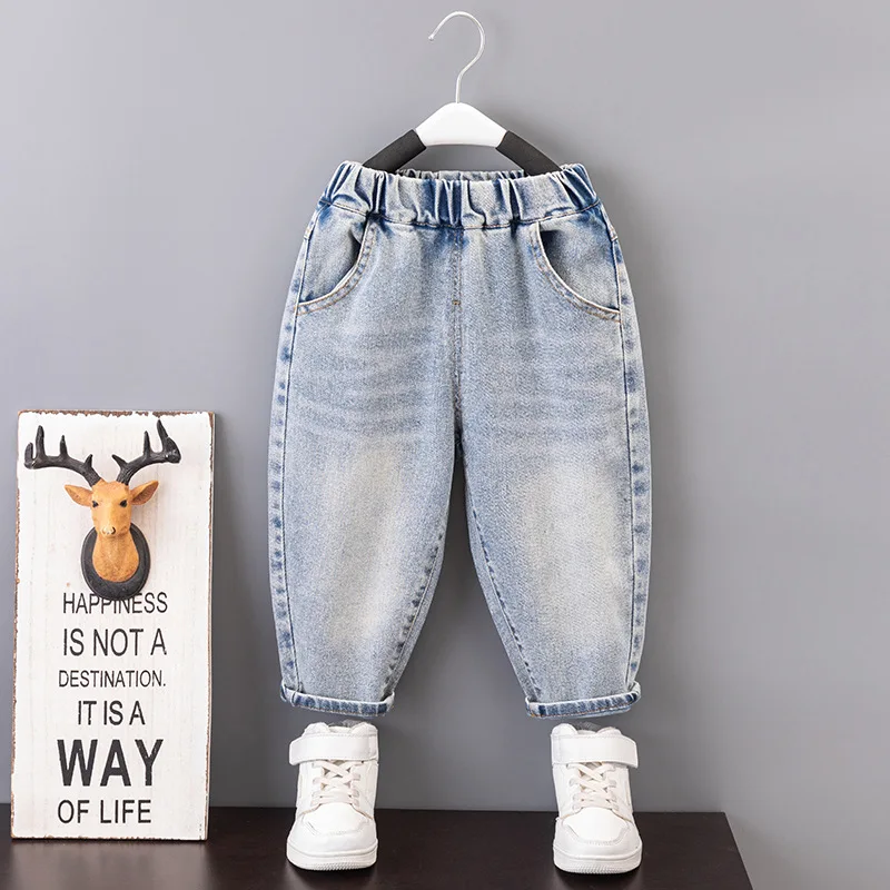 

New Vintage Simple Jeans Kids Boys Jeans Kid's Clothes Pants Denim Clothing Children Baby Boy Solid Color Cowboy Long Trousers