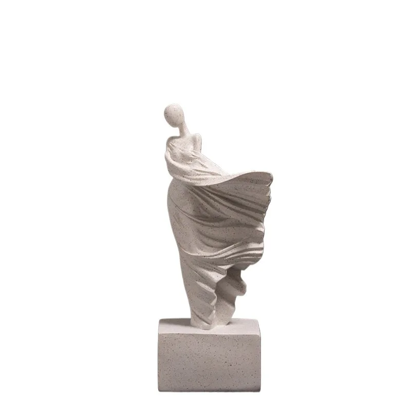 Handmade Female Figure Sculpture, Rock Texture Aesthetic Ornament, Modern Minimalist Home Art Decor for Desktop Entryway