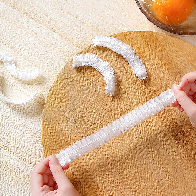 100pcs Disposable Food Cover Plastic Wrap Elastic Food Lids For Fruit Bowls Cups Caps Storage Kitchen Fresh Keeping Saver Bag