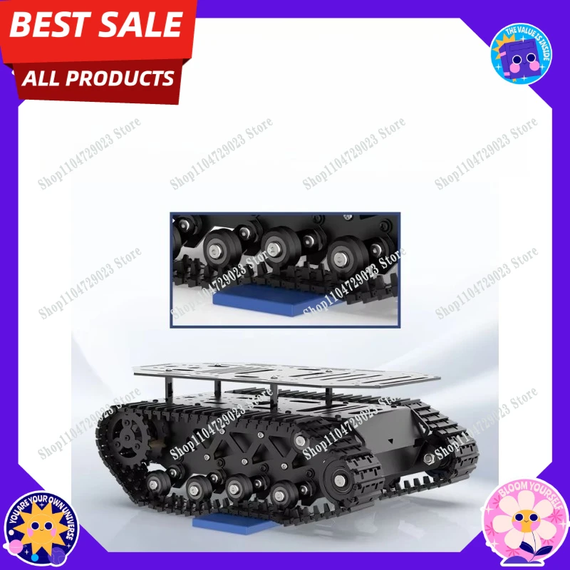 Factory direct sales of simple and practical  rail vehicle chassis, all-metal suspension, , coded motors for tank-type robots