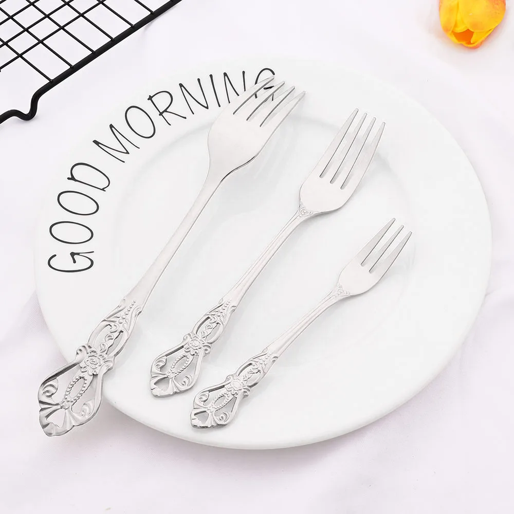 30Pcs Silver Royal Dinnerware Set Knife Dessert Fork Spoon Flatware Stainless Steel Cutlery Kitchen Silverware Tableware Set