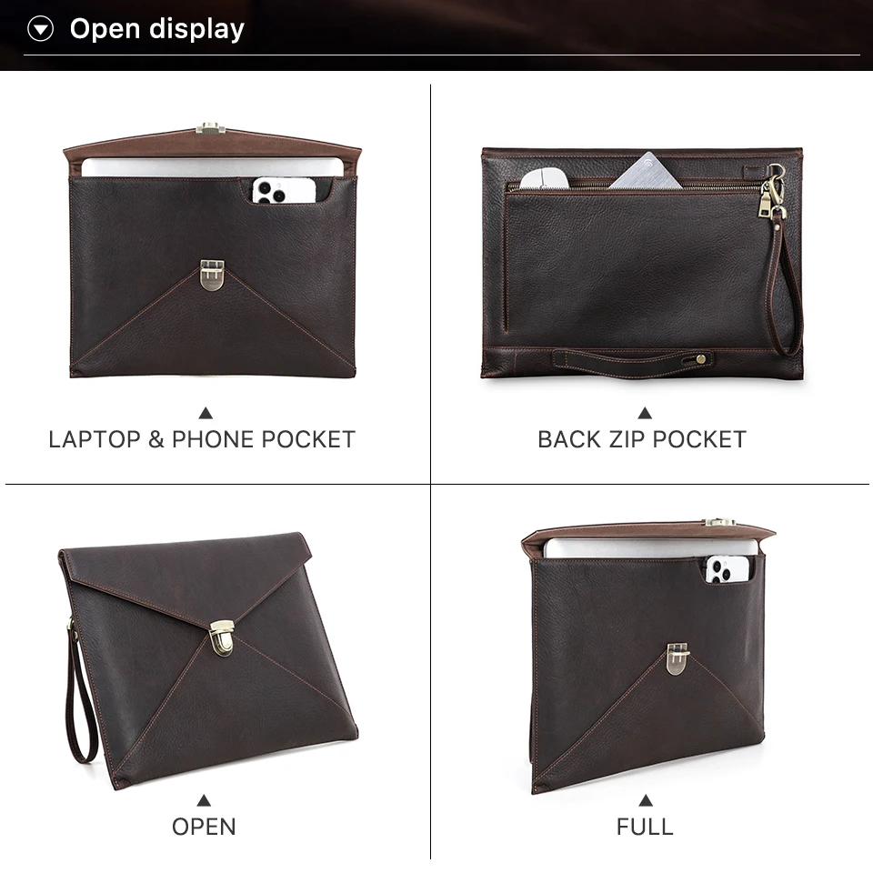 Echtes Leder Laptop-Hülle für MacBook Air M1 M2 M3 M4 Pro 13 13,3 13,6 14 14,2 Zoll Mac Book Handtasche Umschlag Cover Tasche – Detail 8