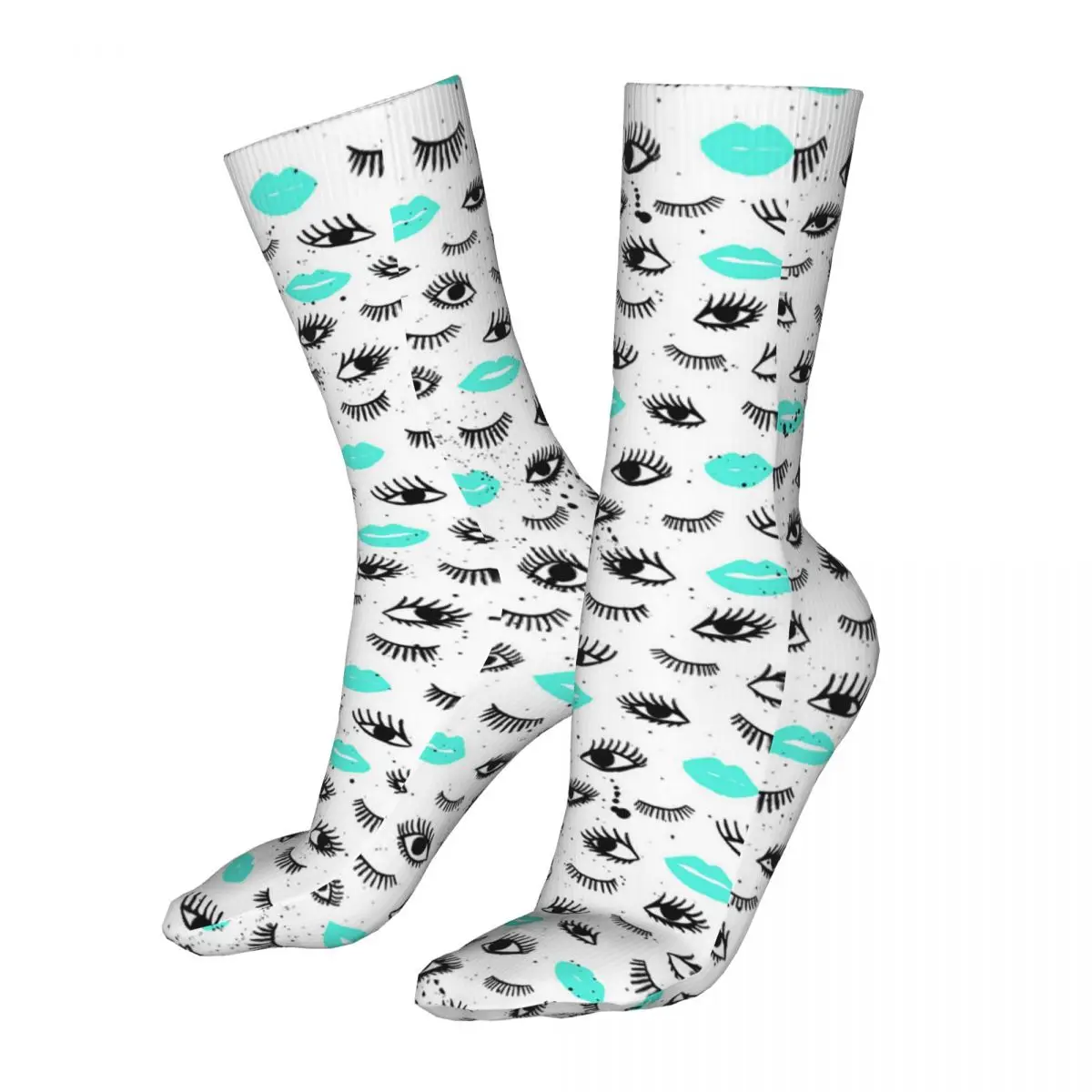 Chaussettes à cils pour hommes et femmes, chaussettes décontractées, mignonnes, style dessin animé, cadeaux, printemps, été, automne et hiver