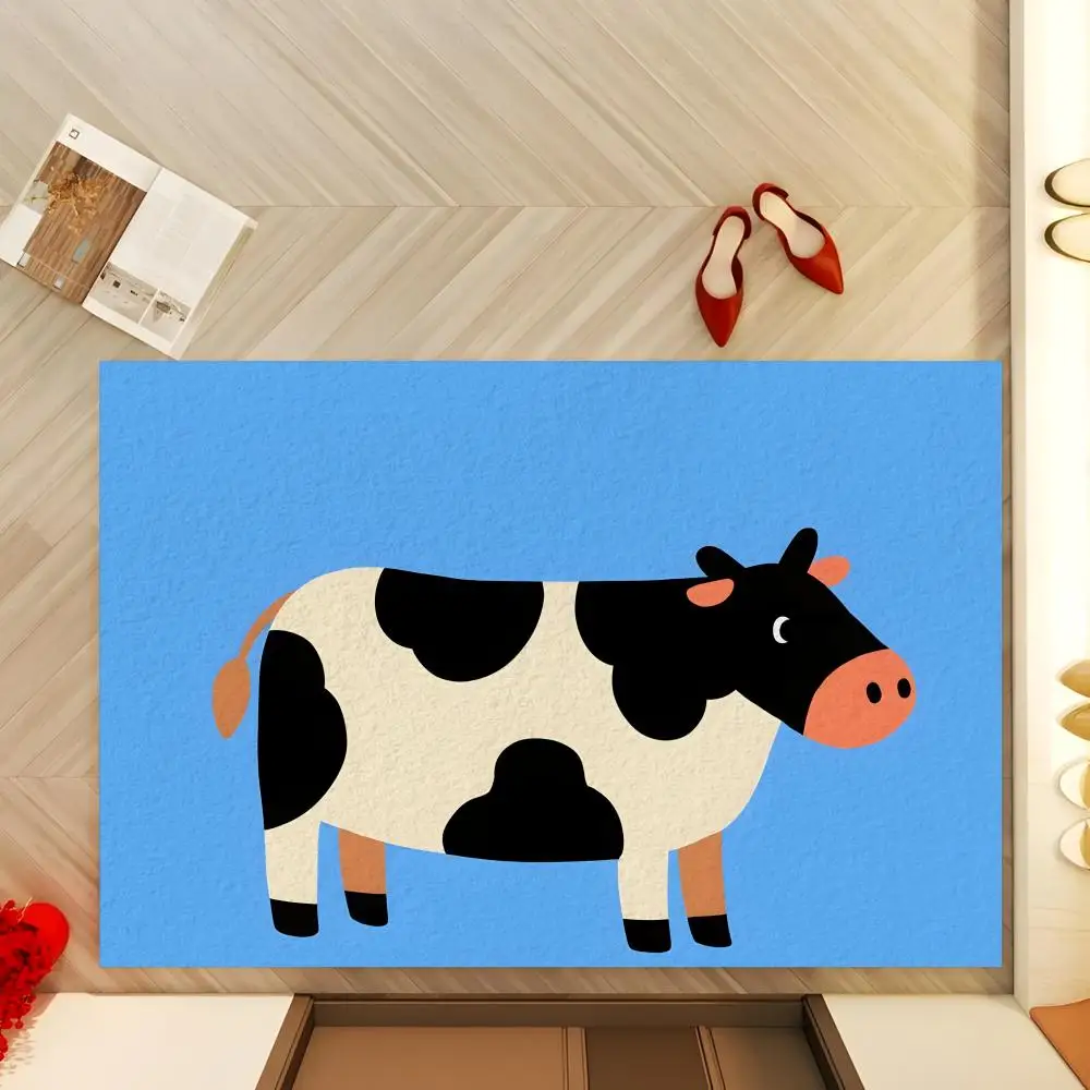 Floor Mat Diatomaceous Earth Bath Mat, QuickDrying, Water Absorb，MultiScene Household Floor Mat C-Cartoon Cow