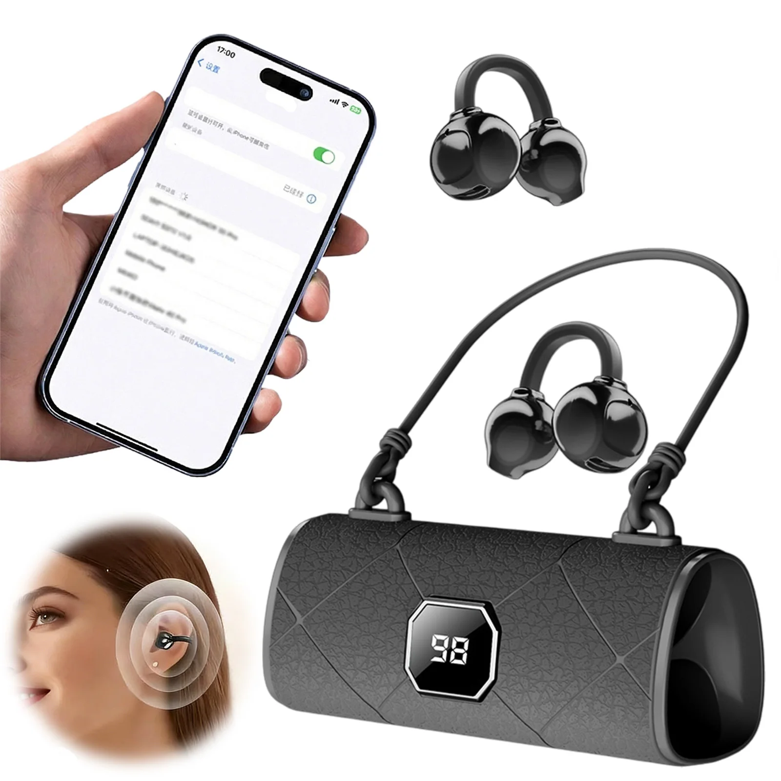 X22 Clip-On Wireless Headphones Wireless Bluetooth Headphones Handbag‑Style Open-Ear Headphones Snug Clip On Earbuds for Sports