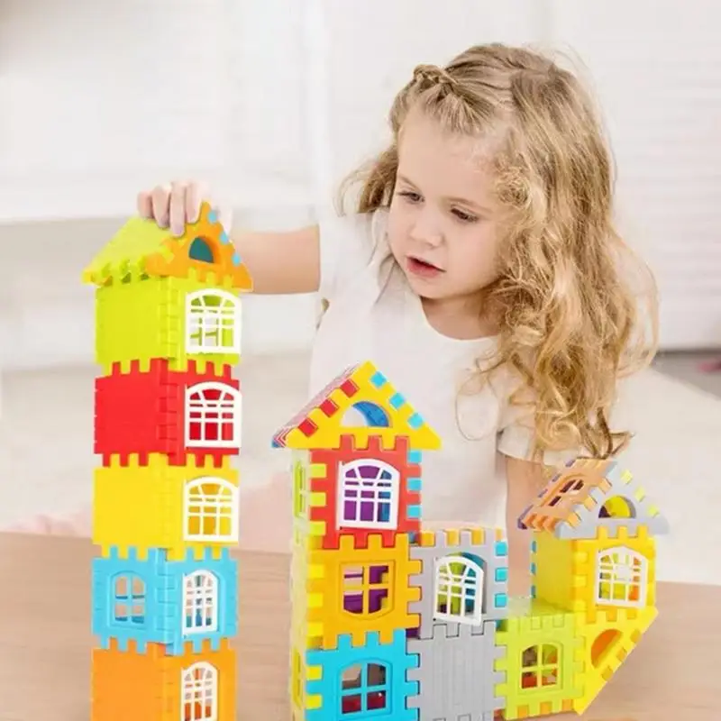 Interlocking Building Block Set Preschool Educational Construction Kit Colorful Interlocking Building Blocks For Children Logic