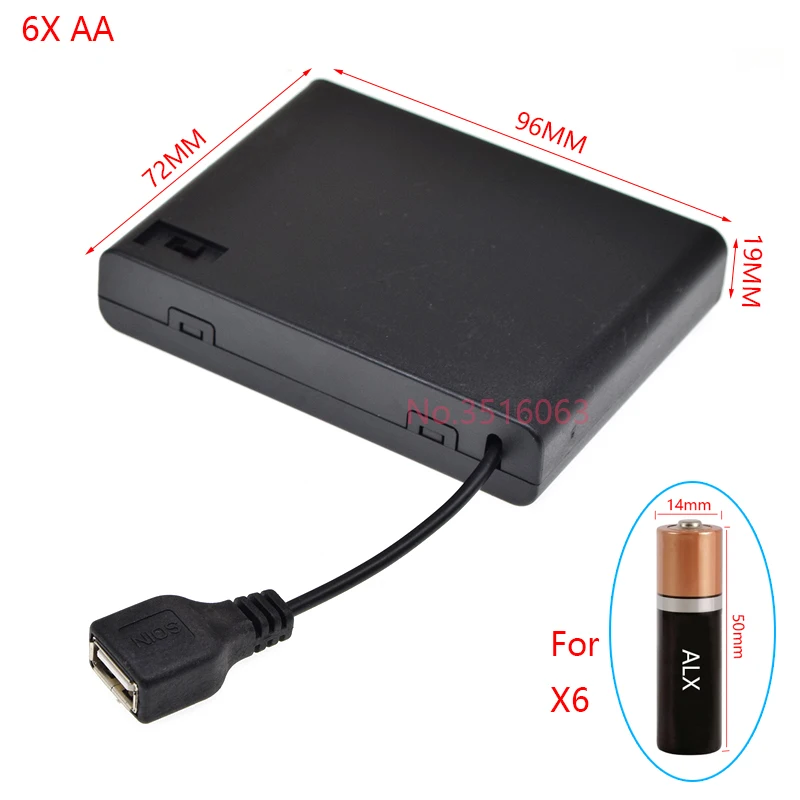 1 Stück USB-Batteriehalter für AA-Batterien mit Schalter, 1AA/2AA/3AA/4AA 1X/2X/3X/4X Steckplatz, Batteriegehäuse mit Stecker 1,5V/3V/4,5V/7V/9V/12V