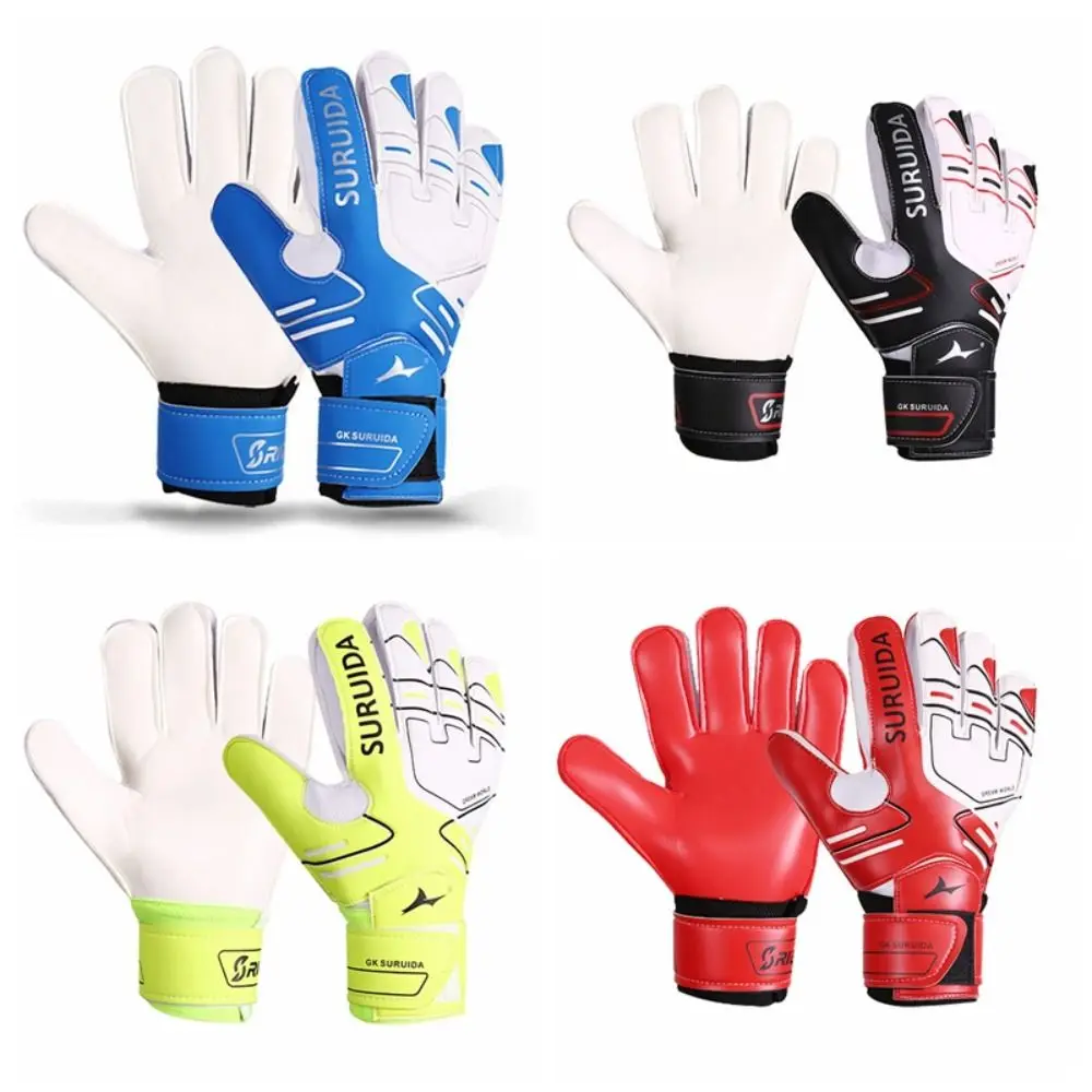 1 Pair Size 5-10 Goalkeeper Gloves Thickened Anti Slip Kids Football Goalie Gloves Protective Fingers Cushioning