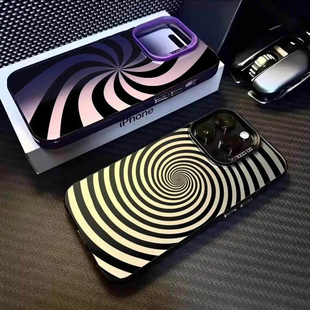 

Optical illusio Vortex Phone Case For iPhone 17,16,15,14,13,12,11,Mini,Pro,E,MAX White Candy Matte Cover