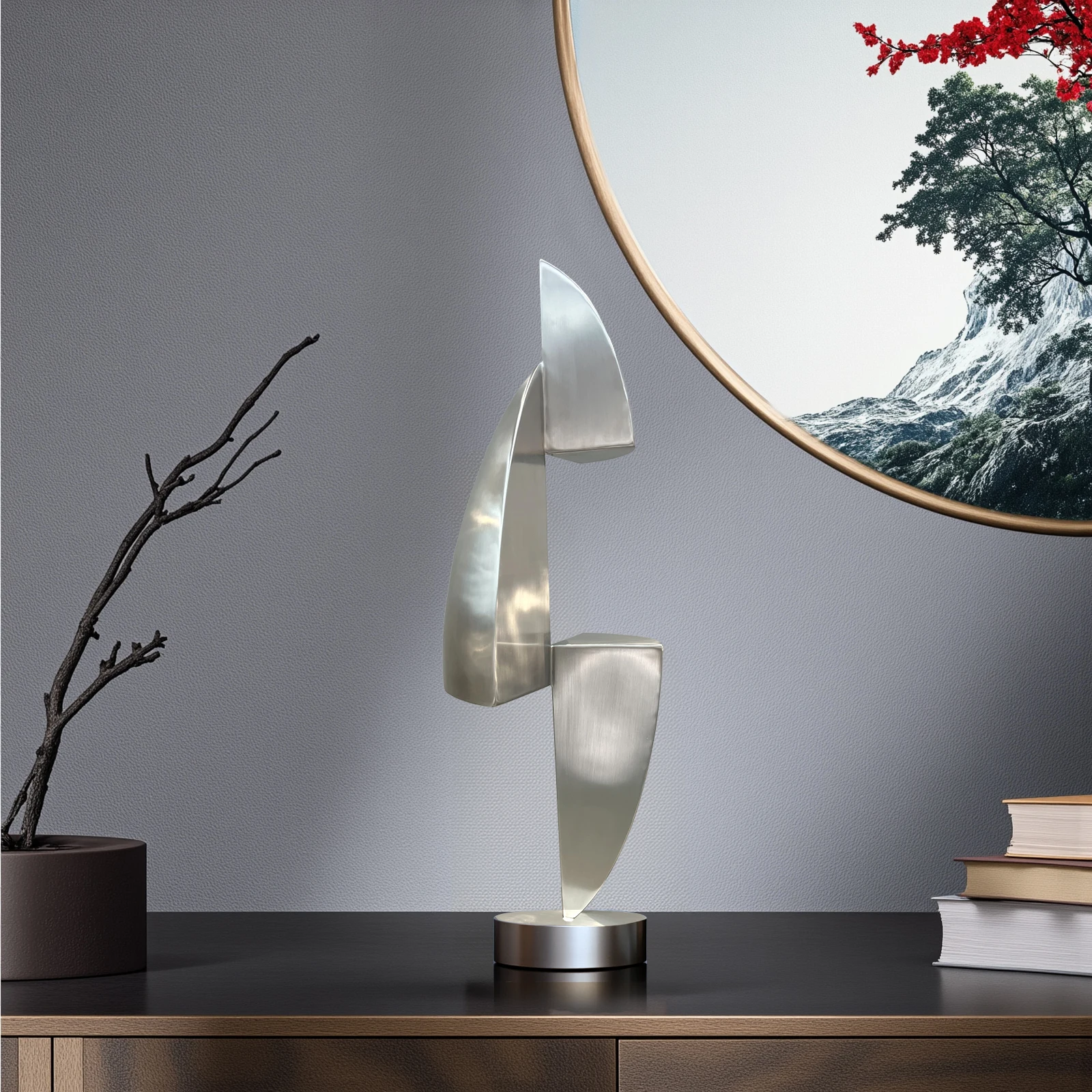 

#￥Customizable Modern Style Abstract Triangle 304 316 Stainless Steel Electroplated Home Decoration Sculpture Maoping Brand