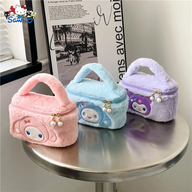 Sanrio Cute Storage Bag Kuromi Cinnamoroll Good-Looking Ins Stereoscopic High-Grade Bowknot Kawaii Lolita SmallCosmetic Bag Gift