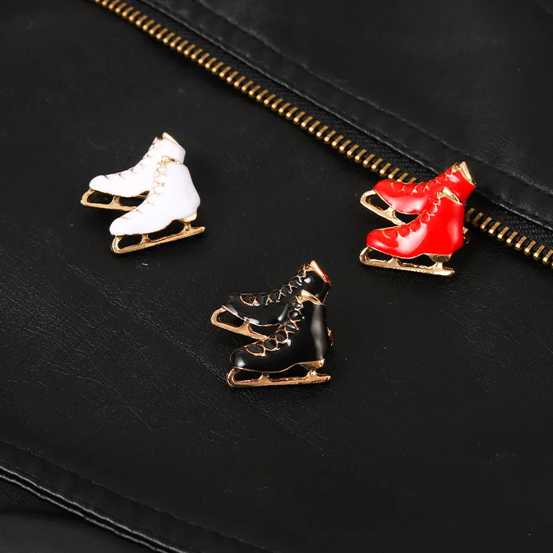 Creative Personality Skate Shoes Metal Enamel Brooch Fashion Cartoon Figure Skater Badge Trendy Charm Backpack Jewelry Gift