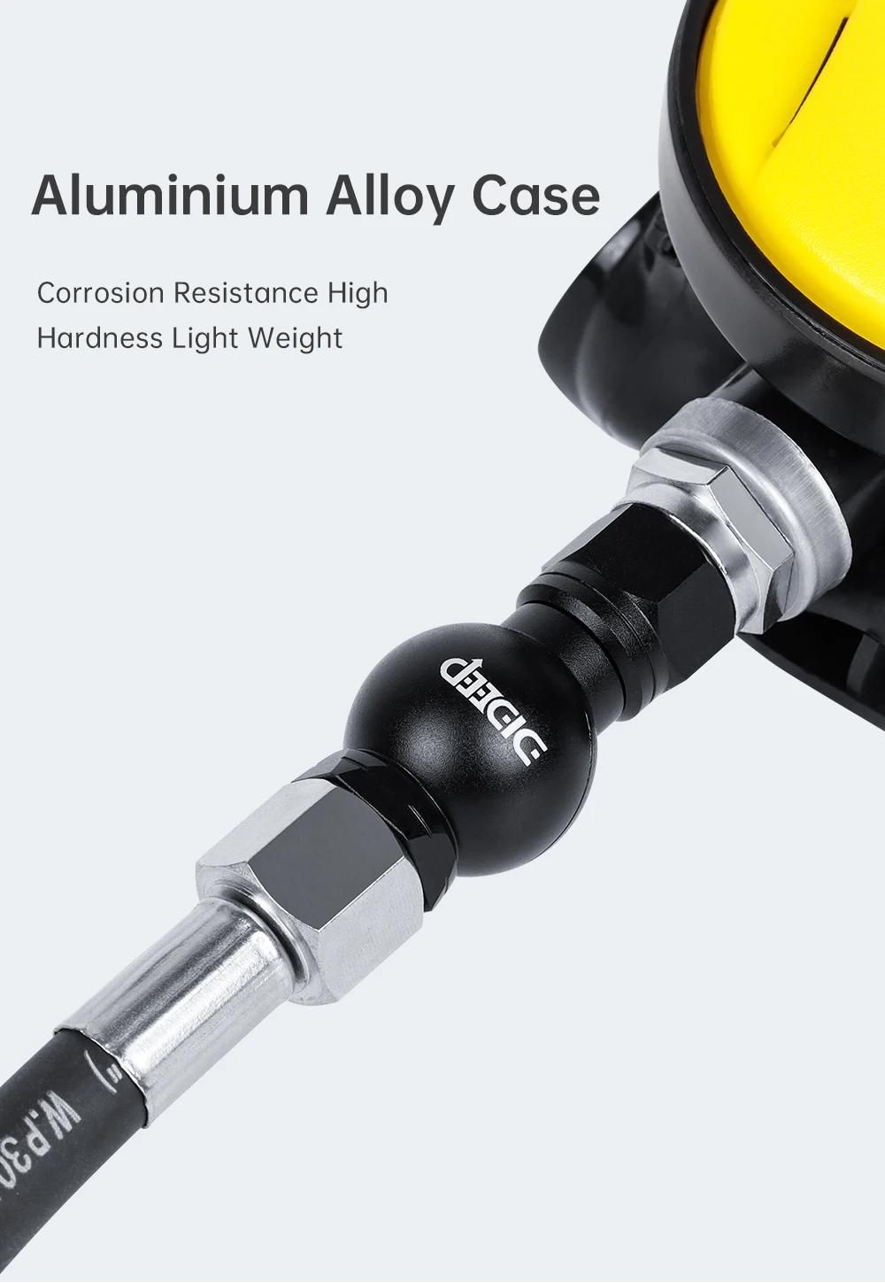 DIDEEP 360-Grad-drehbarer Schlauchregler-Adapter für Tauchzubehör, Zweistufiger Regleranschluss aus Aluminiumlegierung – Detail 5