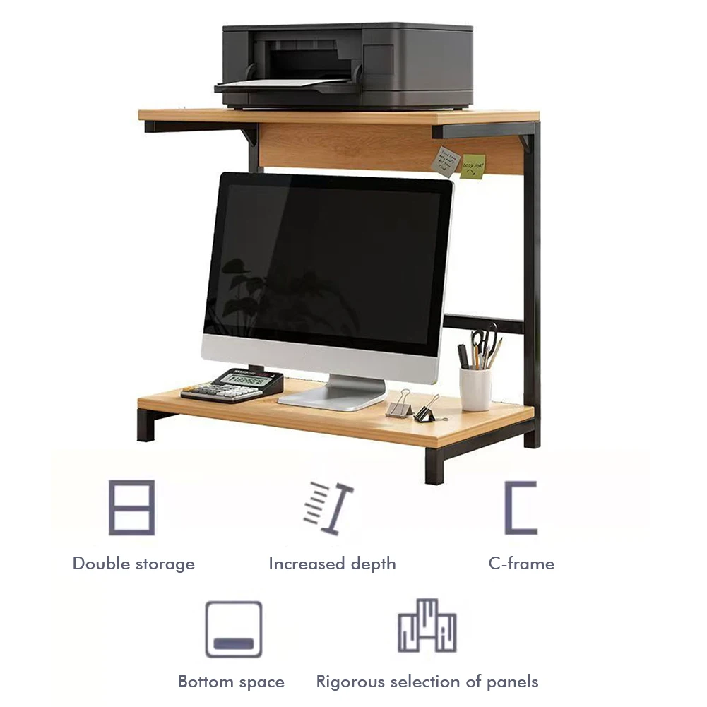 

2-Tier Computer Monitor Riser Printer Stand Monitor Desktop Stand Desktop Storage Rack Office Desk Organizer
