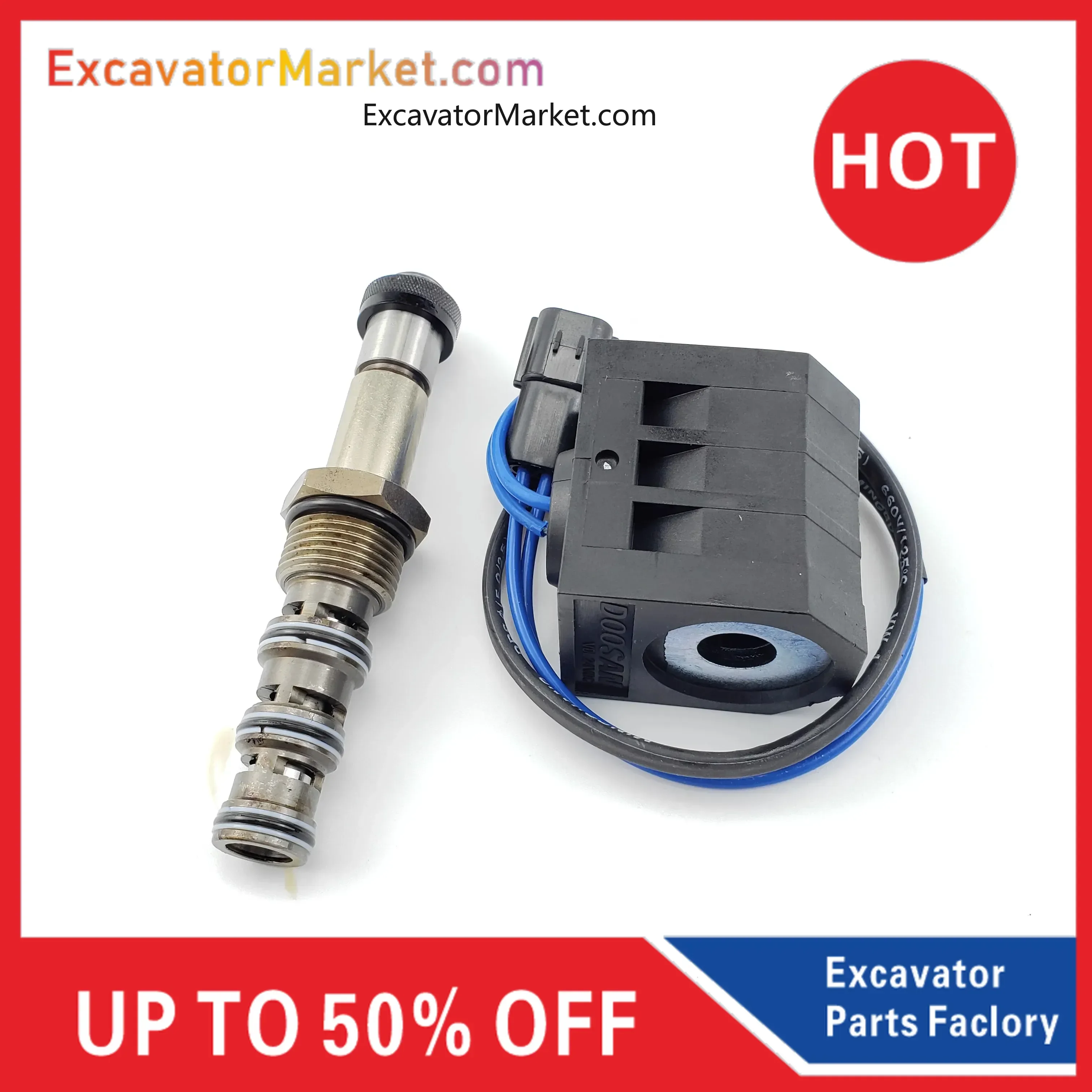 Excavator Parts Excavator Doosan Daewoo 55, 150, 215, 225, 300-5/7/9 Pilot safety lock solenoid valve coil valve core