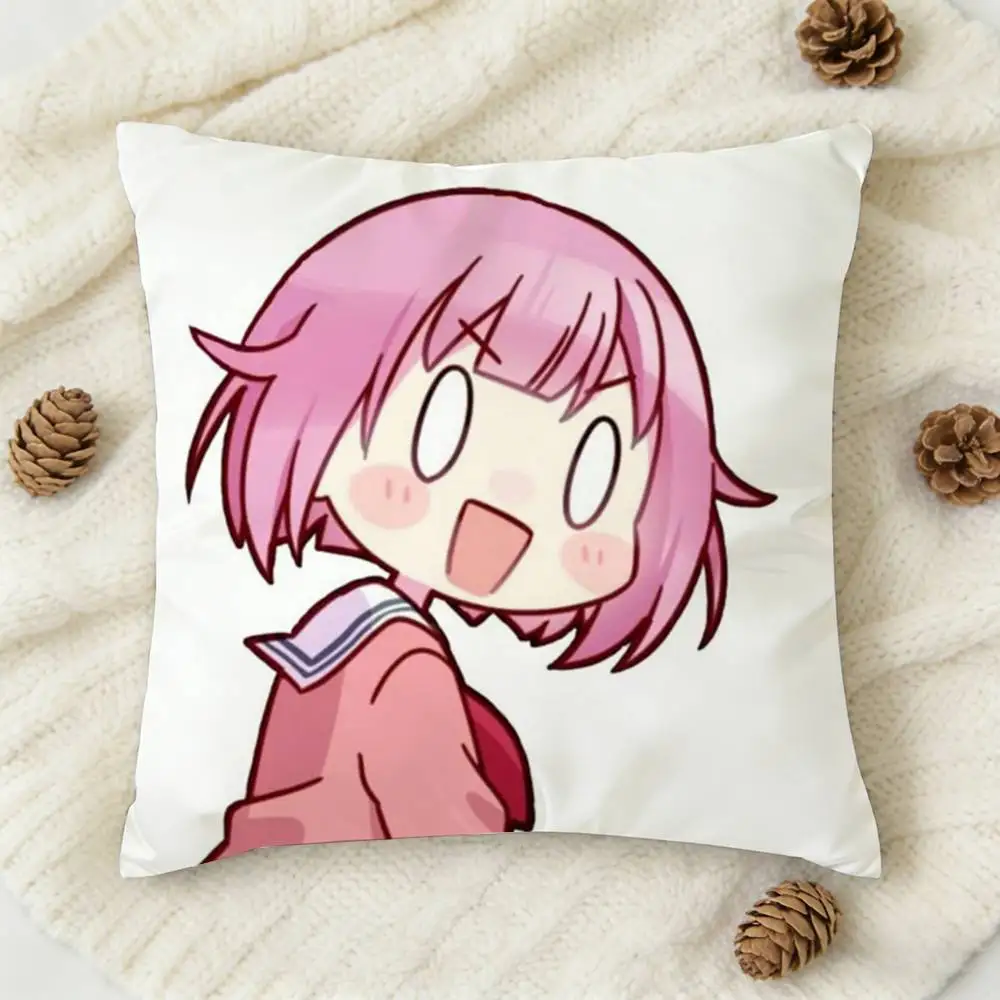 Anime Figure Emu Otori Cartoon Style Double-sided Printed Square Decorative Cushion Cover for Sofa Living Room Home Decor