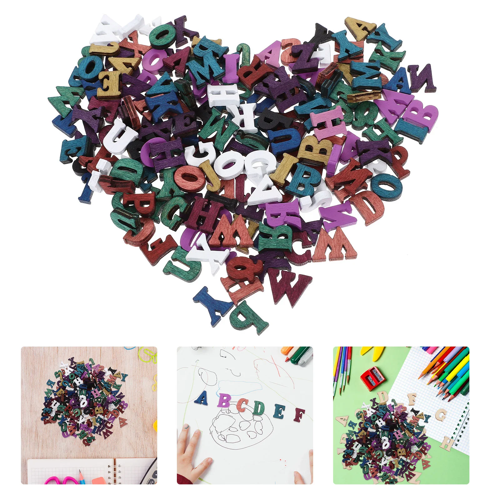 200 Pcs Handmade Letters Wooden for Crafts Small Wall Alphabet Large European American