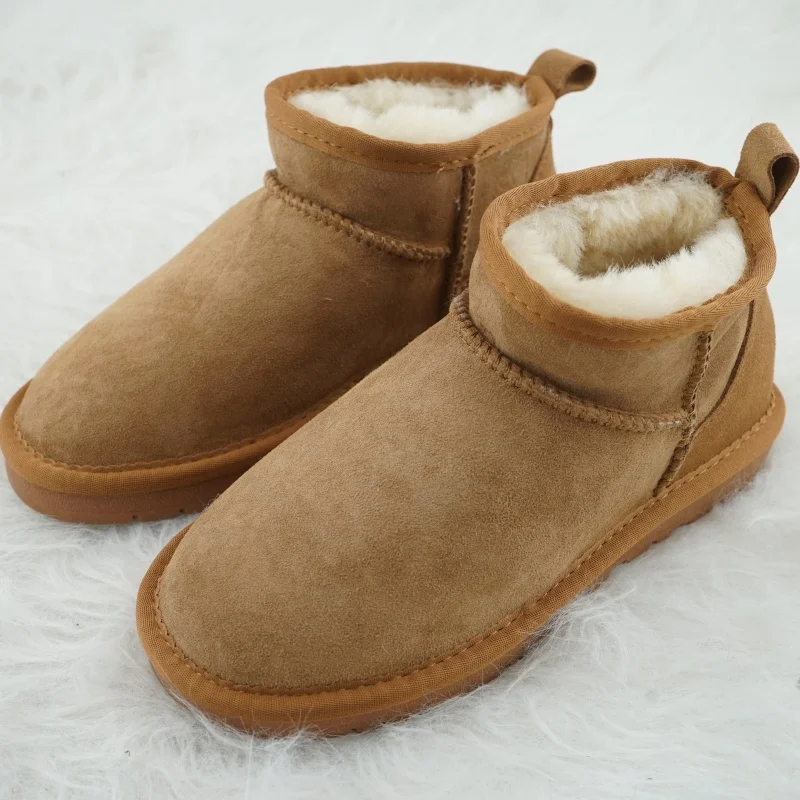 Genuine Sheepskin Leather Snow Boots for Women 100% Natural Fur Warm Winter Boots Woman Classic Simple Lightweight Ankle Boots