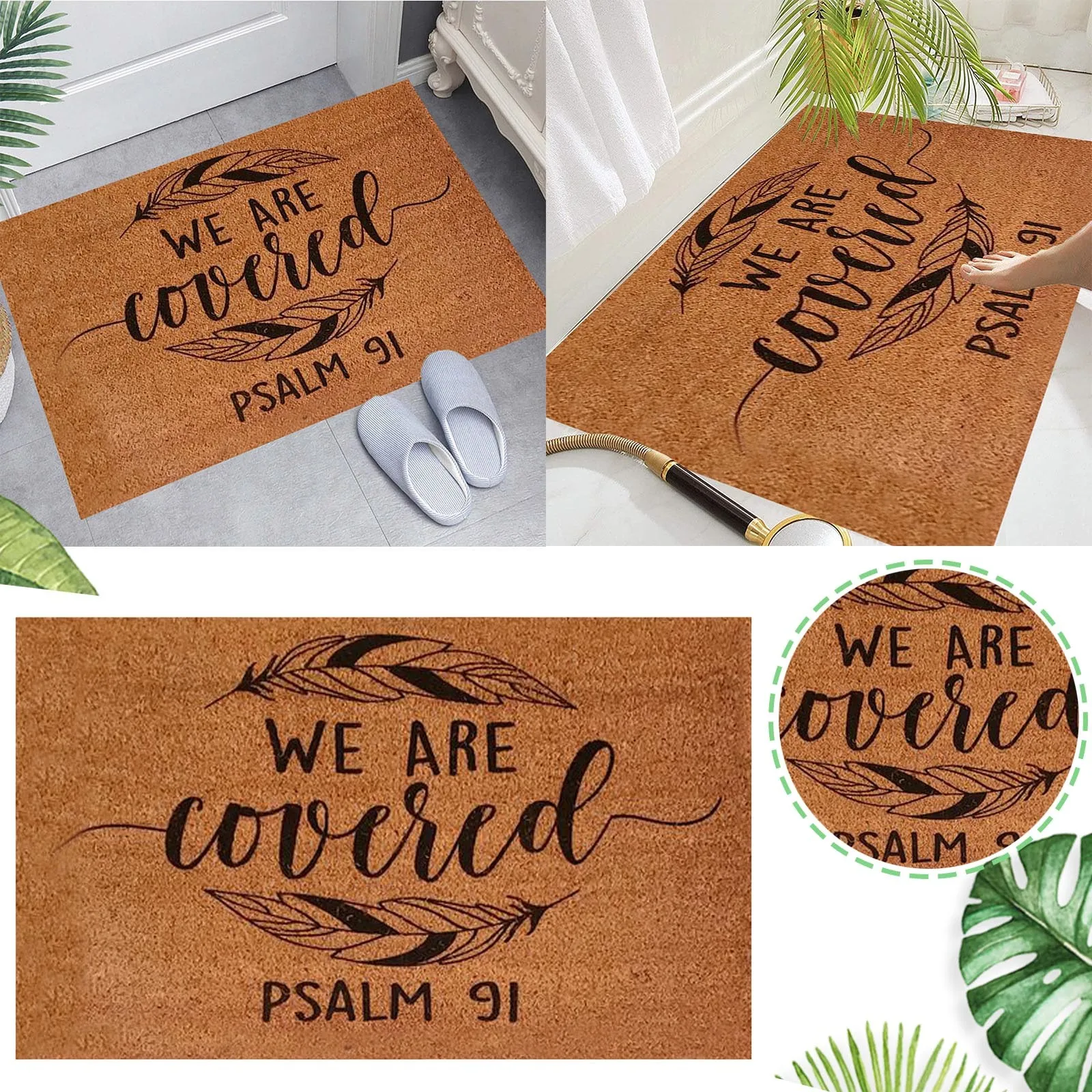 We are Covered Psalms 91 Religious Doormat Welcome Mats Door Mats Outside