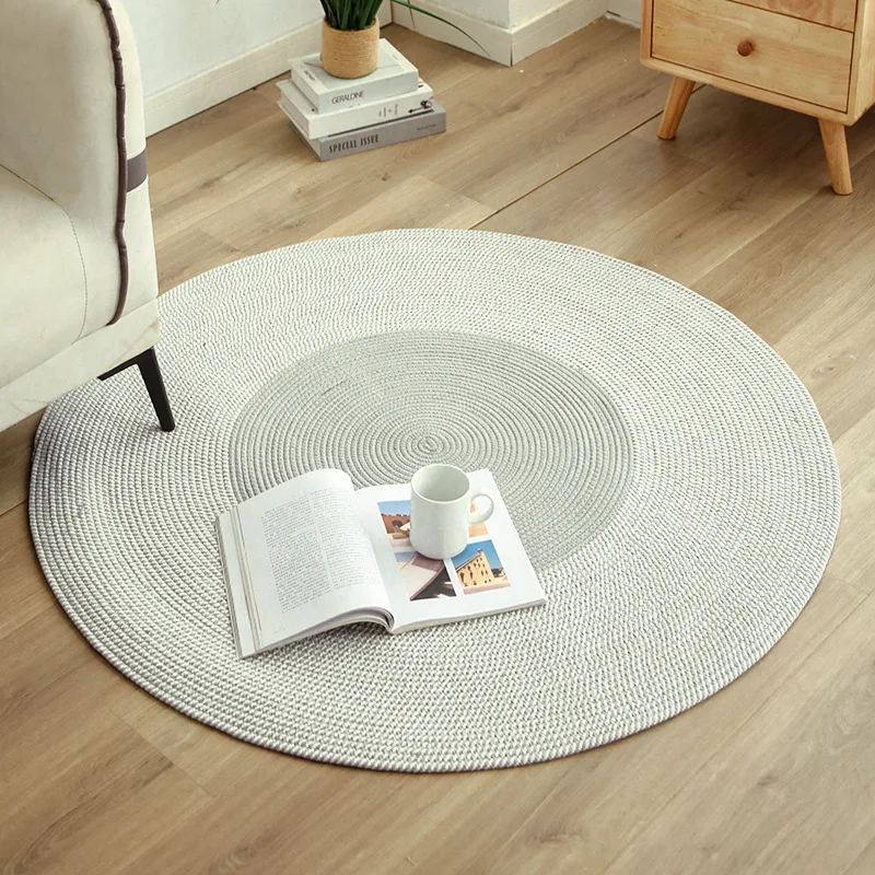 HeMu Cotton Woven Circular Floor Mat For Placing Sofas Coffee Tables In Living Room Antislip And Absorbent Carpet In Bathroom