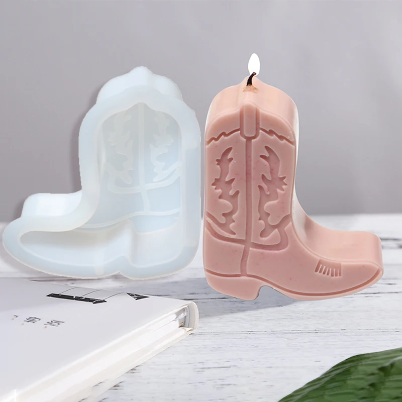 Christmas Boots Candle Silicone Mold DIY Handmade Aromatherapy Gypsum Soap Candle Making Mould Cowboy Boot Silicone Molds