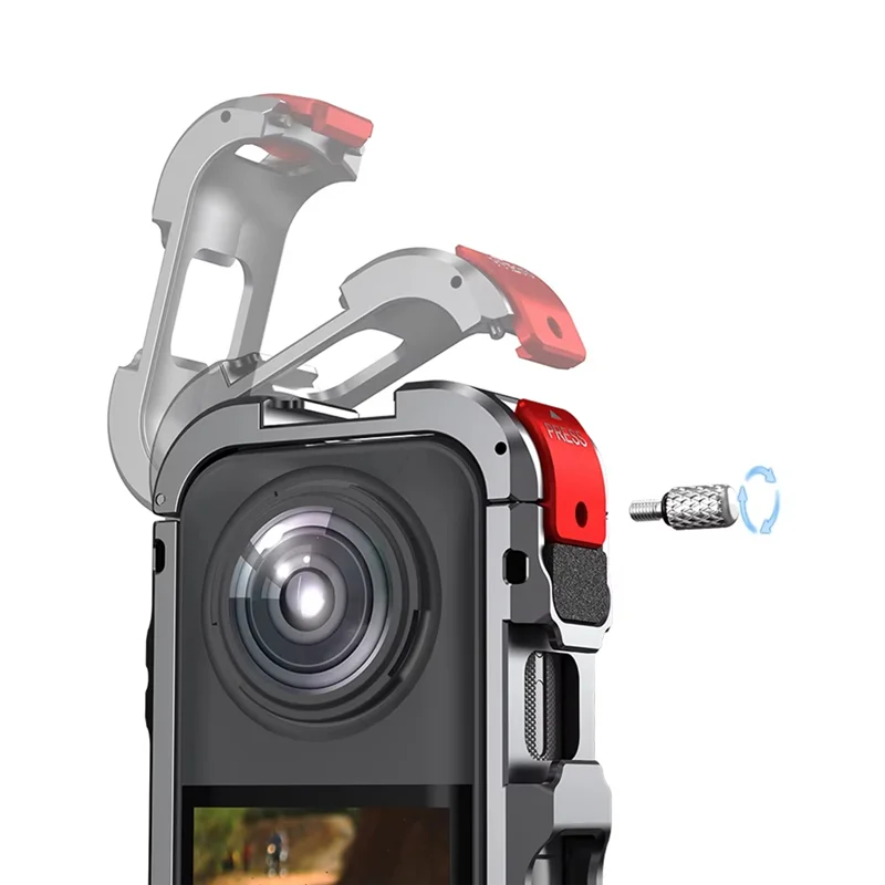 

【Buy It-Now!】Action Camera Accessories:Metal Frame Cage Protective Case For Insta 360 X5 With Cold Shoe And 1/4 Expansion