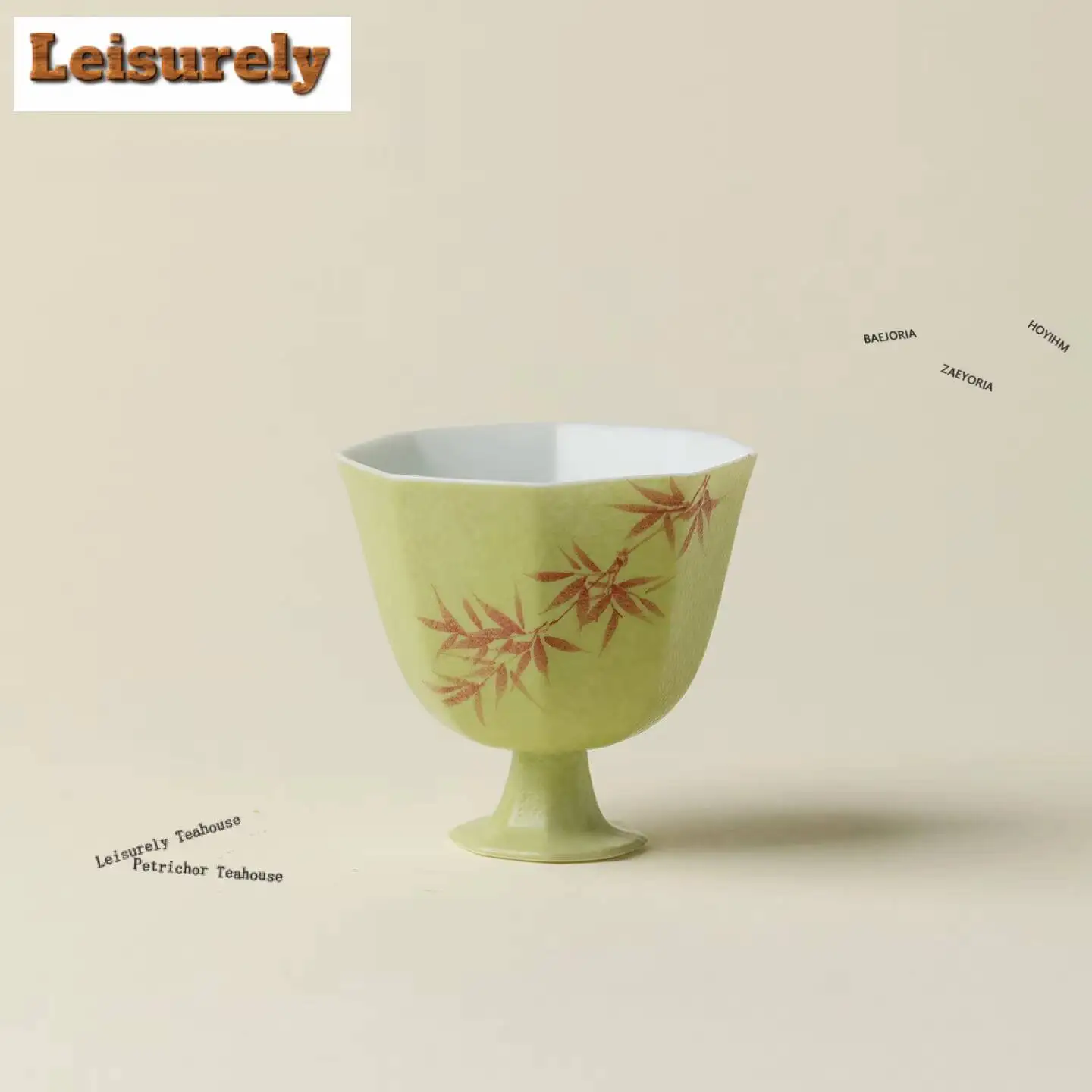 70ml Hand-painted Spring Red Bamboo Teacup Elegant Tea Bowl Water Jug Tea-tasting Smelling Cup Jianzhan Master Cups Teaset Gifts