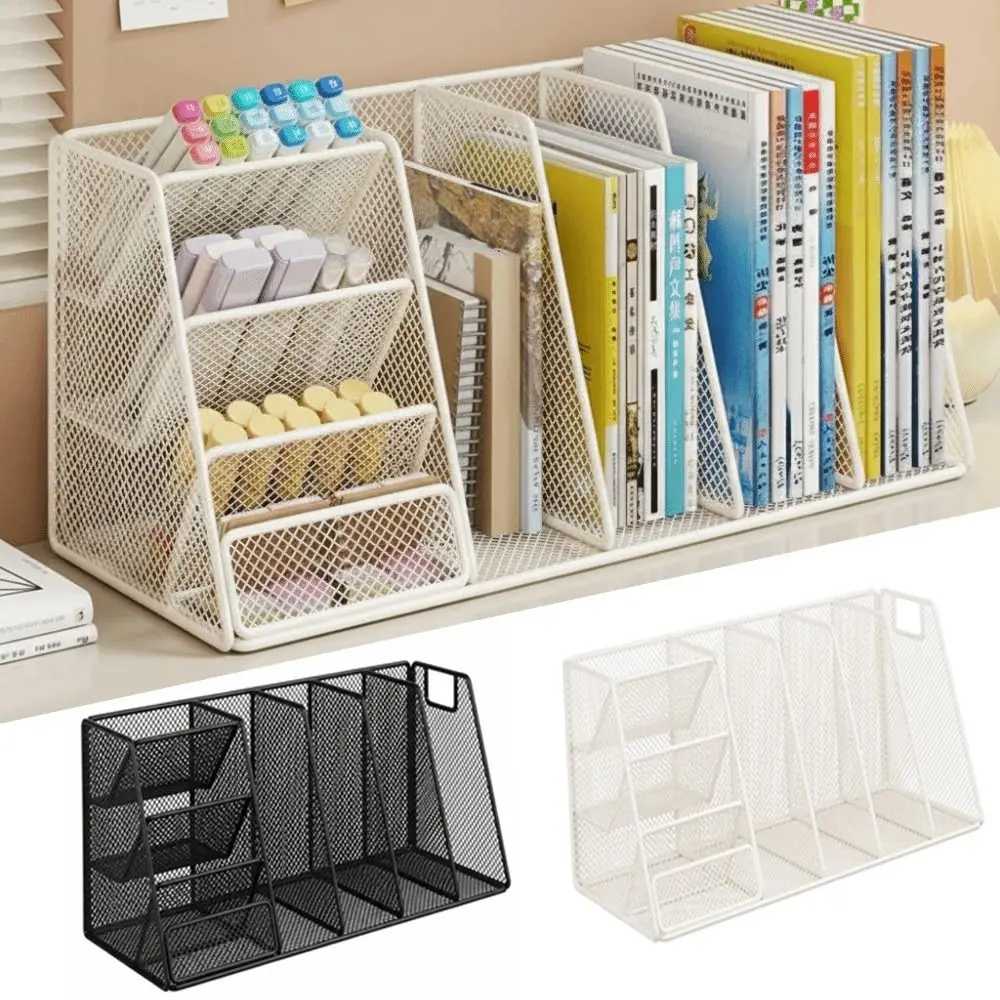 Standing Metal File Rack Multipurpose 3/4 Layers Desktop Book Rack Space Saving File Organizer Document Organization