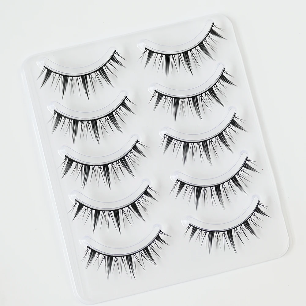 5 paires de cils de poupée 8-11mm/11-13mm cils pointus manhua faux cils doux naturel manga cils cos outils de maquillage