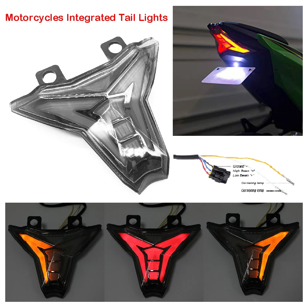 Fits for Kawasaki Ninja 400 250 ABS EX400 EX250 Z400 Z250 2018-2024 Motorcycle LED Rear Brake Turn Signal Integrated Taillight