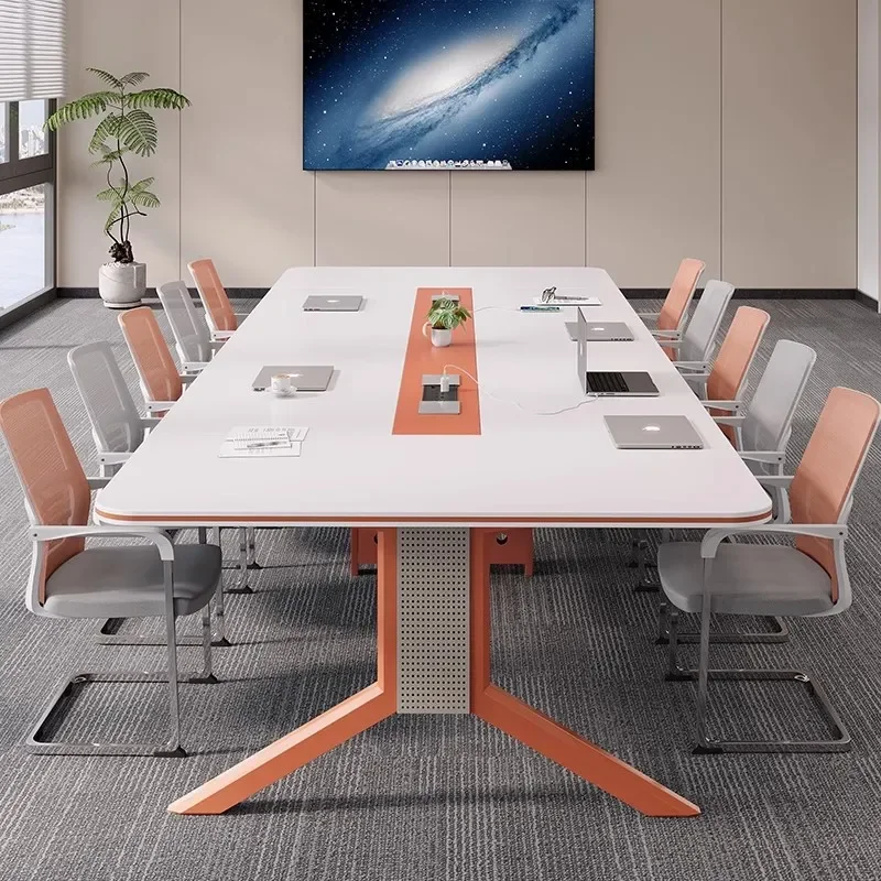 for Simple Modern Long Conference Table Office Meeting Room Training Negotiation Desk and Chair Combination Small Business
