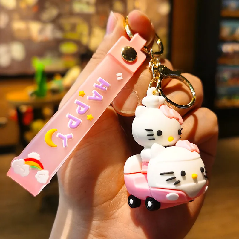 Sanrio Hello Kitty Ransel Gantungan Kunci Kawaii Kartun Kuromi Mobil Gantungan Kunci Melody Cinnamoroll Tas Anak Perempuan PVC Liontin Perhiasan