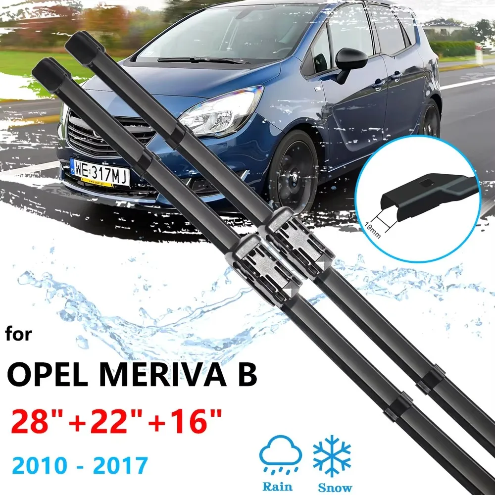 For Opel Meriva B Crossvan Vauxhall 2010~2017 Front Rear Wiper Blades Window Windshield Cleaning Brushes Cutter Car Accessories