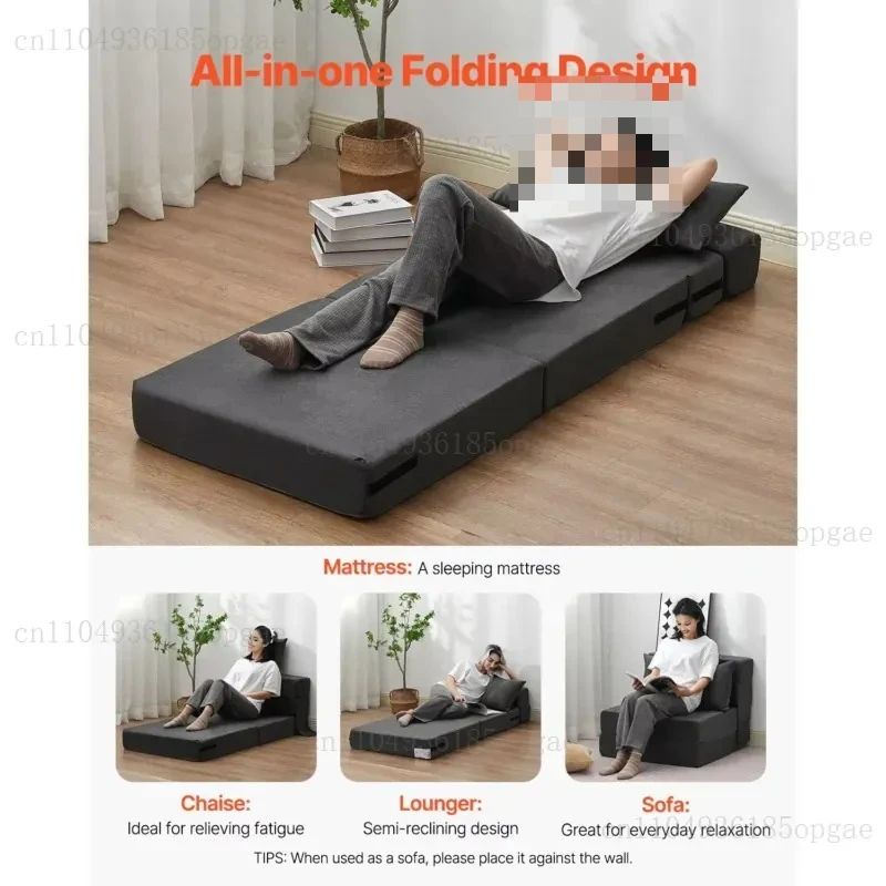 3-In-1 convertible bed 25D high-density memory sponge folding sofa with 2 washable suites, 2-in-1 collapsible