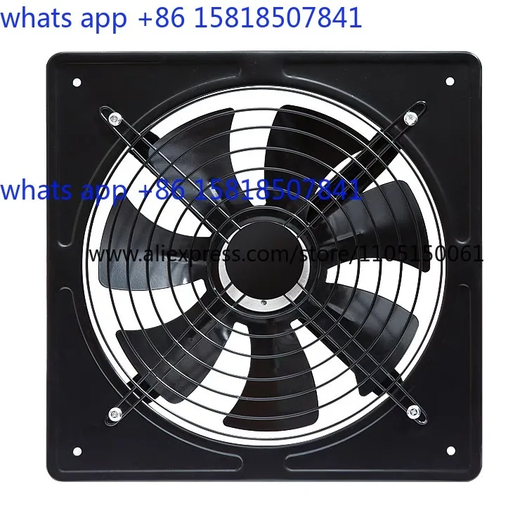 Extractor de aire de alta velocidad, Extractor de aire de Metal de 220V y 12 pulgadas, ventilador de ventilación de ventana para cocina, ventilador de pared Industrial Axial