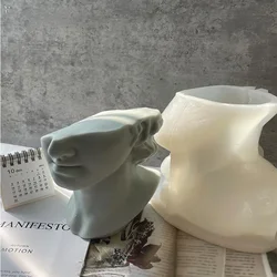 3D Half Face David Head Mold Humanoid Plaster Mould Silicone Candle Mold DIY Household Decoration Craft Artist
