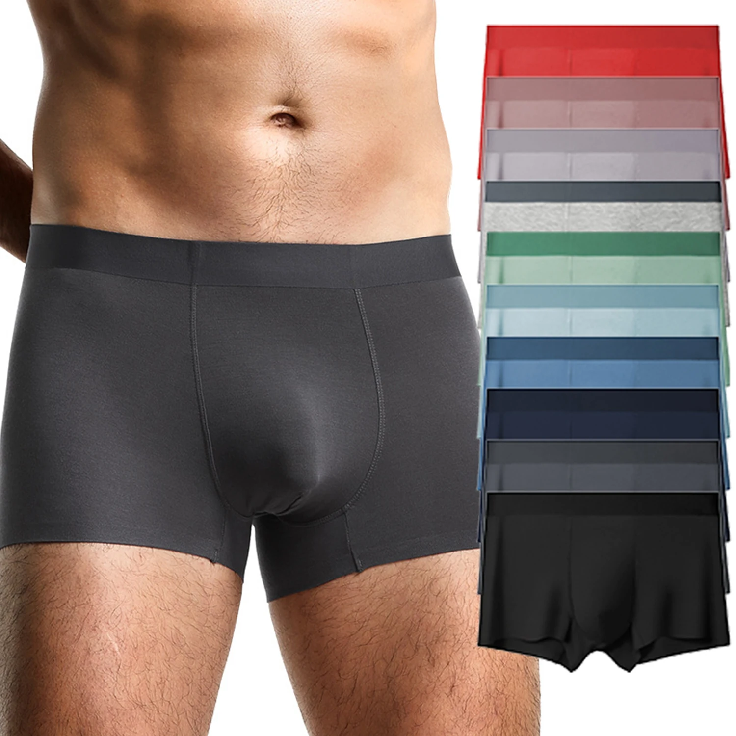 Mens Breathable Sport Underwear Cotton Boxer Briefs For Men Pack Elastic Soft Trunks 4 Pack（L~4XL）