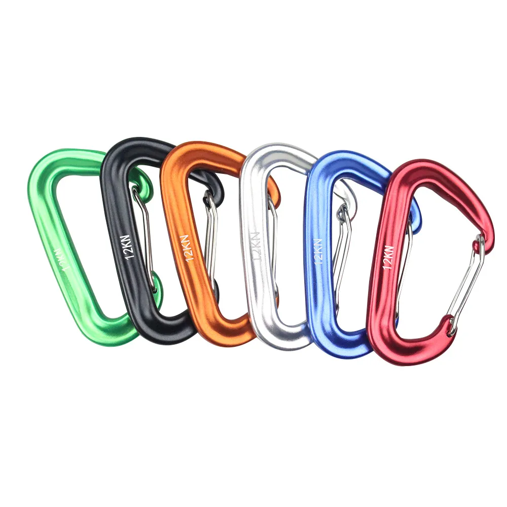 Professional Climbing Carabiner D Shape Mountaineering Buckle Hook 12KN Safety Lock Outdoor Climbing Equipment Accessory