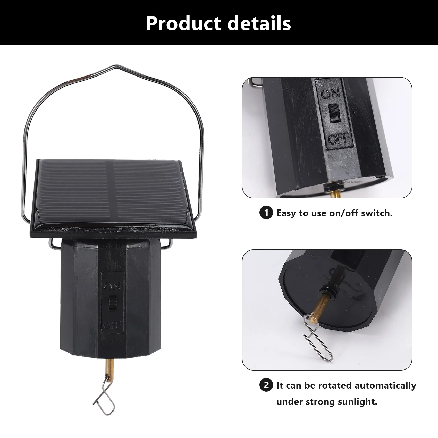 Wind Spinner Motor Solar Hanging Display Motor Rotating Solar Energy Wind Spinner Motor Rotatable Hook for Wind Chimes