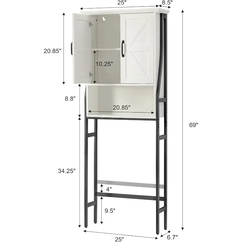 Over The Toilet Storage Cabinet, Over Toilet Bathroom Organizer, Above Toilet Storage Cabinet with Barn Doors