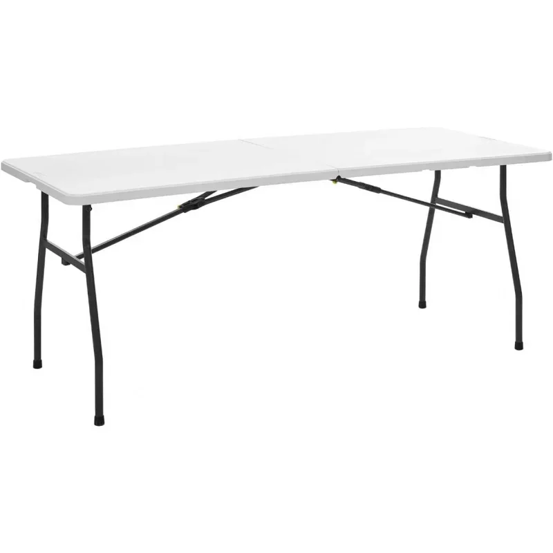 6 Foot Fold-in-Half Table with Curve Legs, White