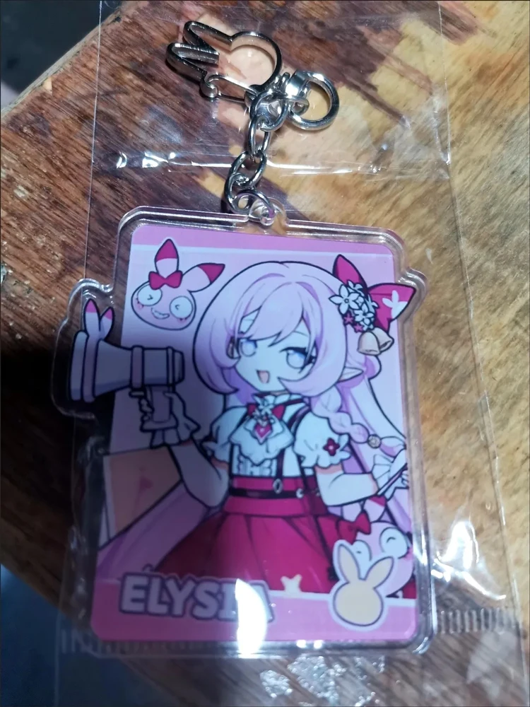 Honkai Impact 3rd Elysia Cute Little Girl Homu Key Chain Acrylic Figure Raiden Mei Bronya Keychains Metal Key Ring Jewelry Gifts