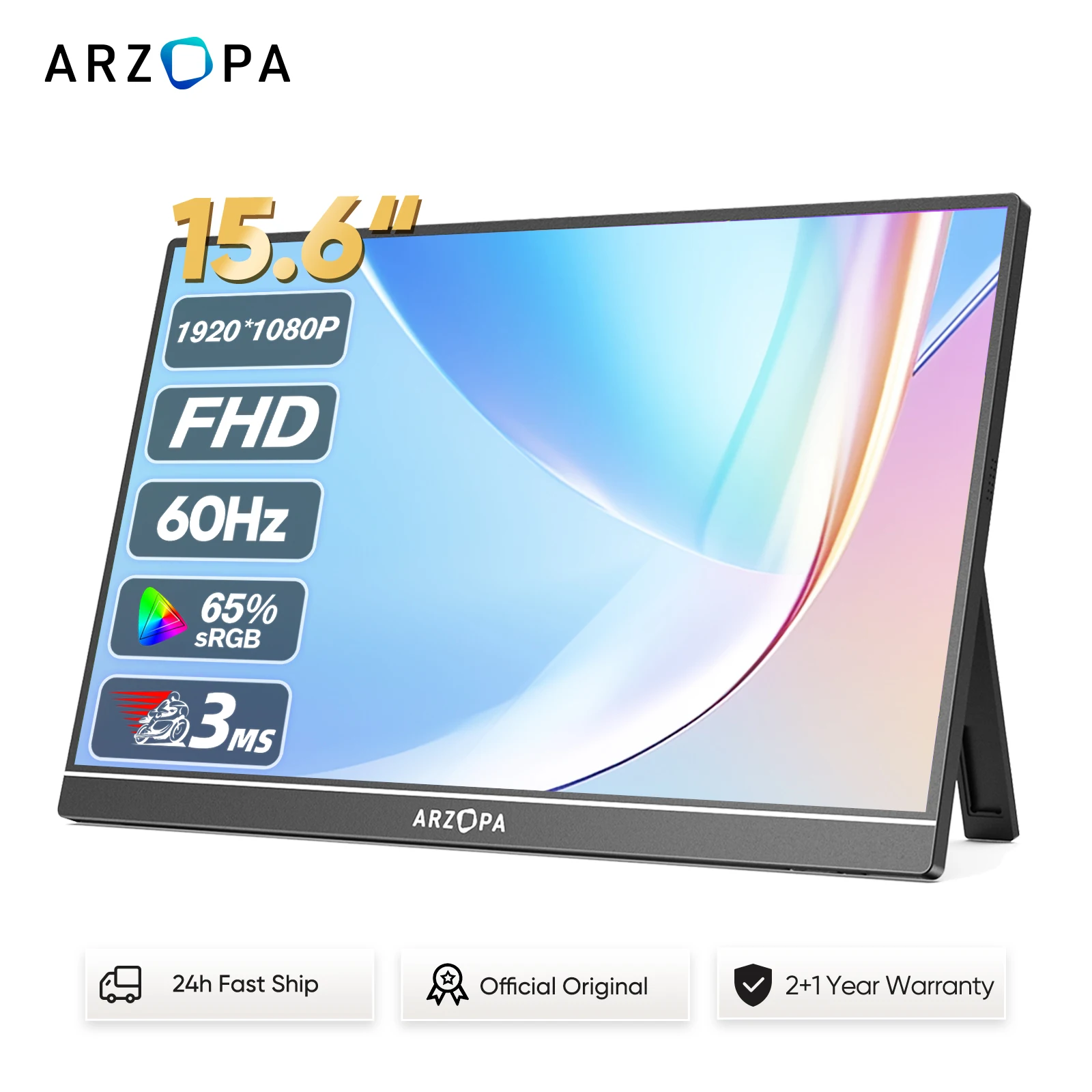 ARZOPA Monitor portátil de 15,6 pulgadas FHD 1080P IPS USB-C Mini-HDMI segunda pantalla externa para Mac Laptop PC Switch Xbox PS4/5 Xbox