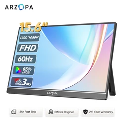 ARZOPA 15.6 inch Portable Monitor FHD 1080P IPS USB-C Mini-HDMI External Second Screen for Mac Laptop PC Switch Xbox PS4/5 Xbox