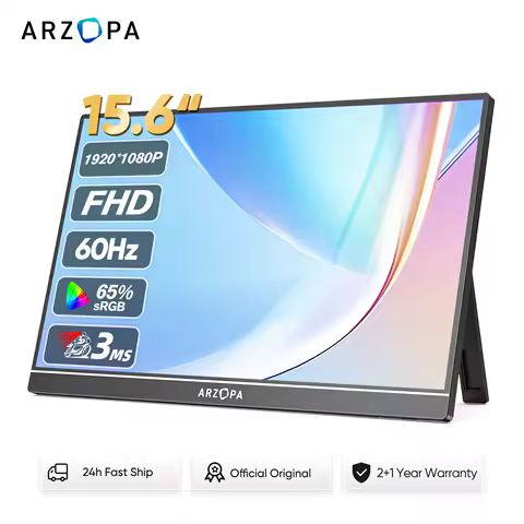 ARZOPA 15.6-inch Portable Monitor FHD 1080P IPS with USB-C and Mini HDMI — Best overall for most MacBook users