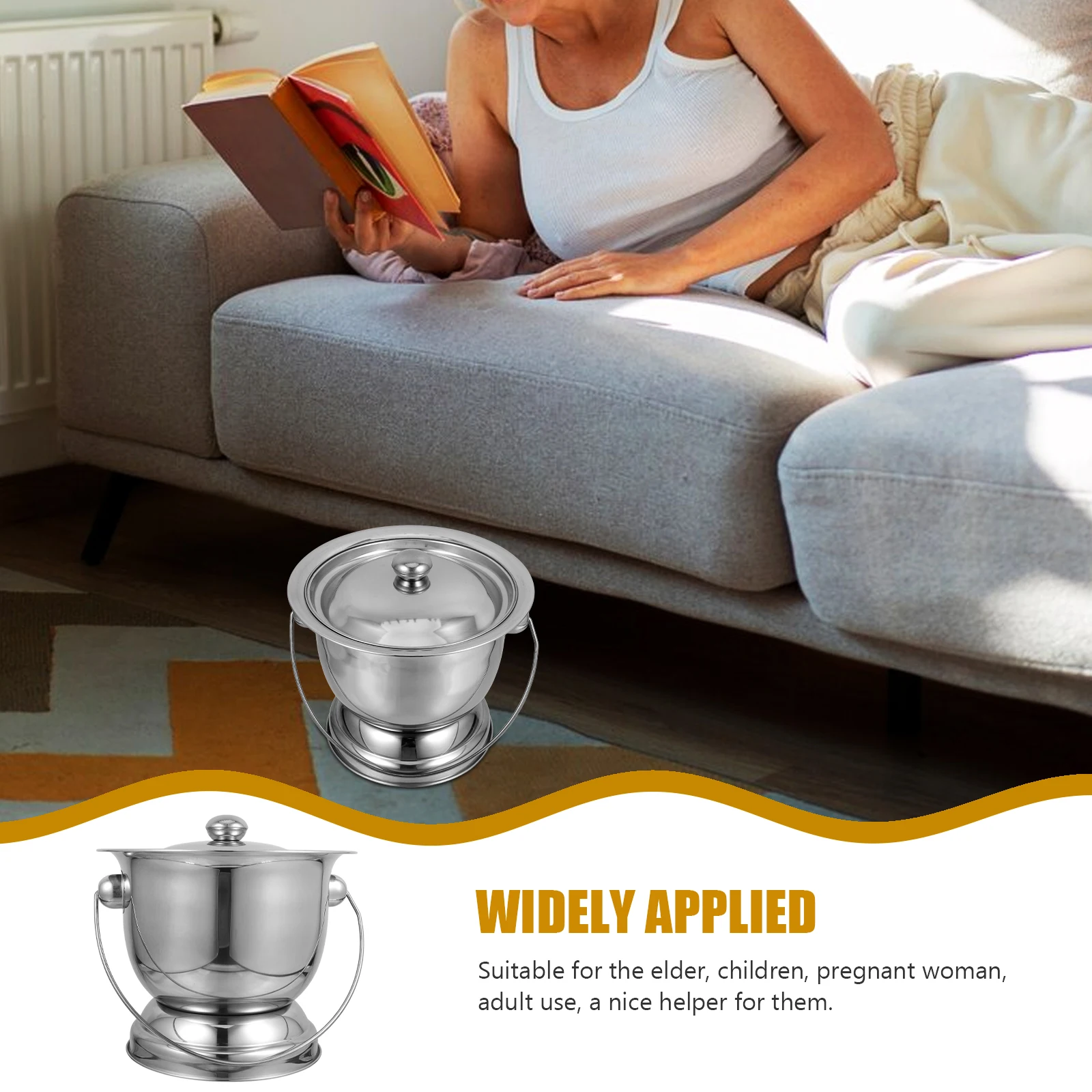 

Stainless Steel Urinary Pot Chamber Pots with Lids Bucket Commode Urine Toilet Potty Pee Sealed Lid Easy Clean Travel Home Elder