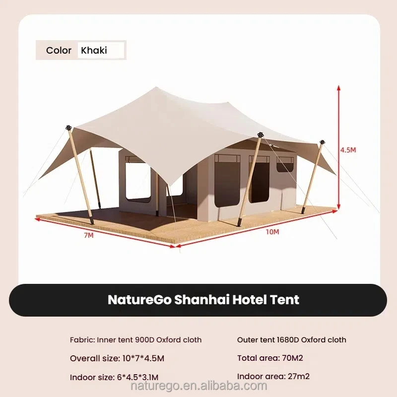 Large 1680D Oxford Canopy Tent 7*10m Rainproof Square Steel Frame Outdoor Shelter House Design for Hotel Backyard Events